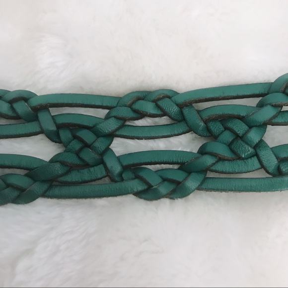 Fossil Braided/woven boho belt teal/turquoise Med. - Picture 2 of 5
